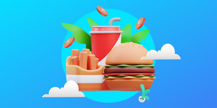food-beverage-customer-loyalty-hero-image A hamburgers, fries and a plastic cup of soda