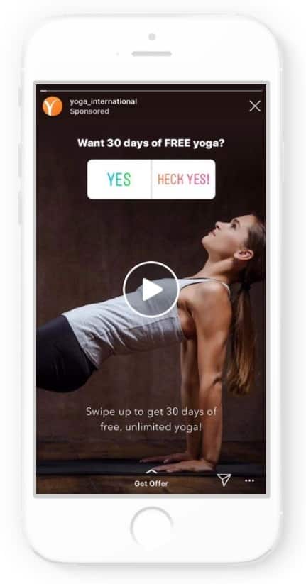 Instagram ad example: Yoga International