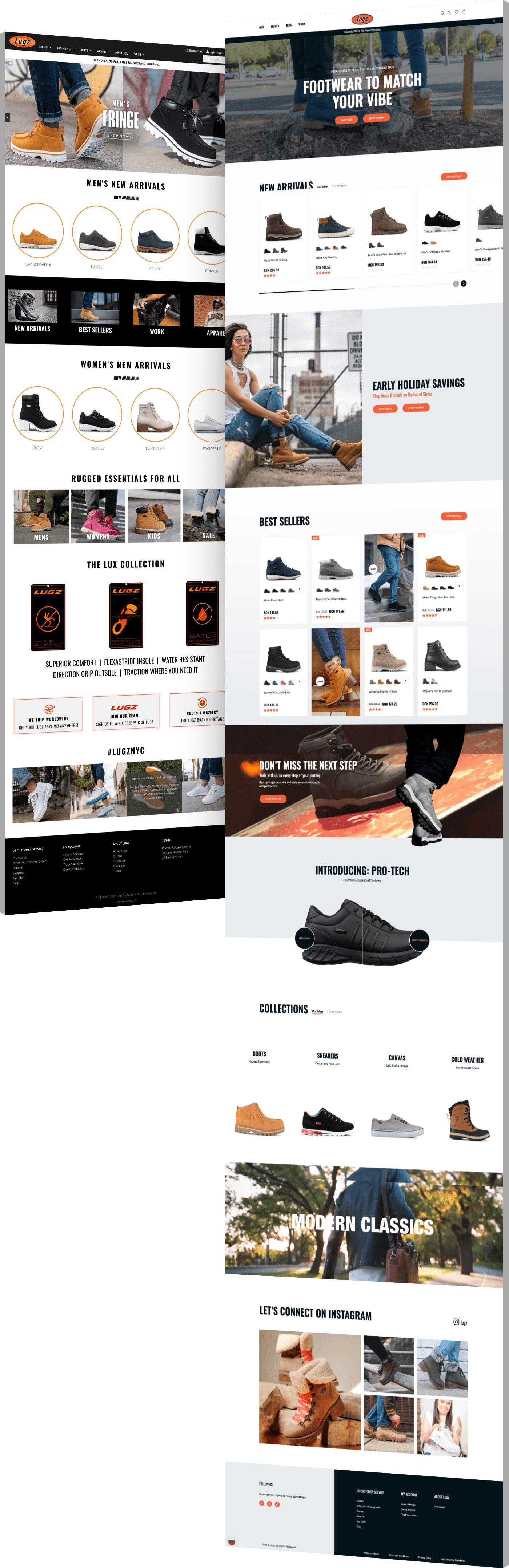 web-design-before-after-lugz Web design before and after photos of Lugz website