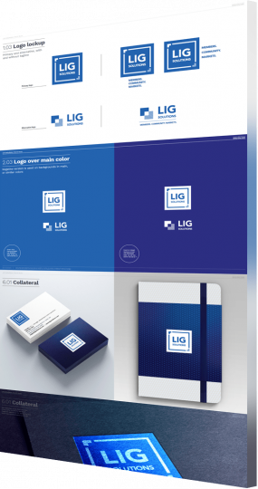Branding-strategy-agency-portfolio-example-LIG-Solutions LIG Solutions brand book as a branding strategy agency portfolio example