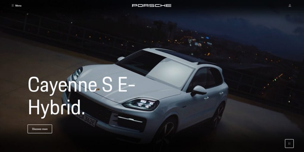 Porsche website screenshot
