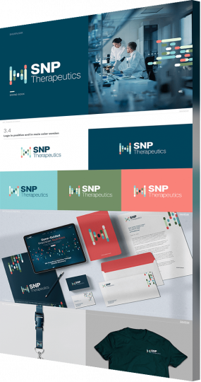 Real-estate-branding-agency-portfolio-example-SNP-Therapeutics Brand book design for SNP Therapeutics
