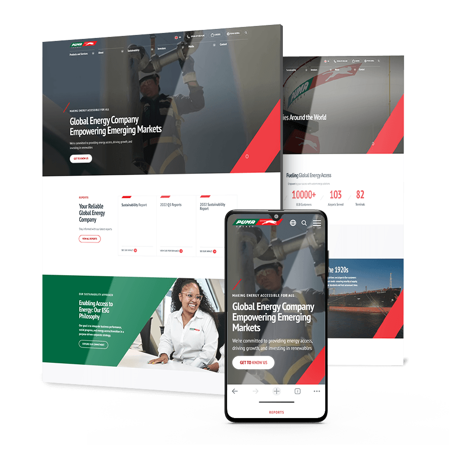 Image showing Puma Energy's web design on desktop and mobile