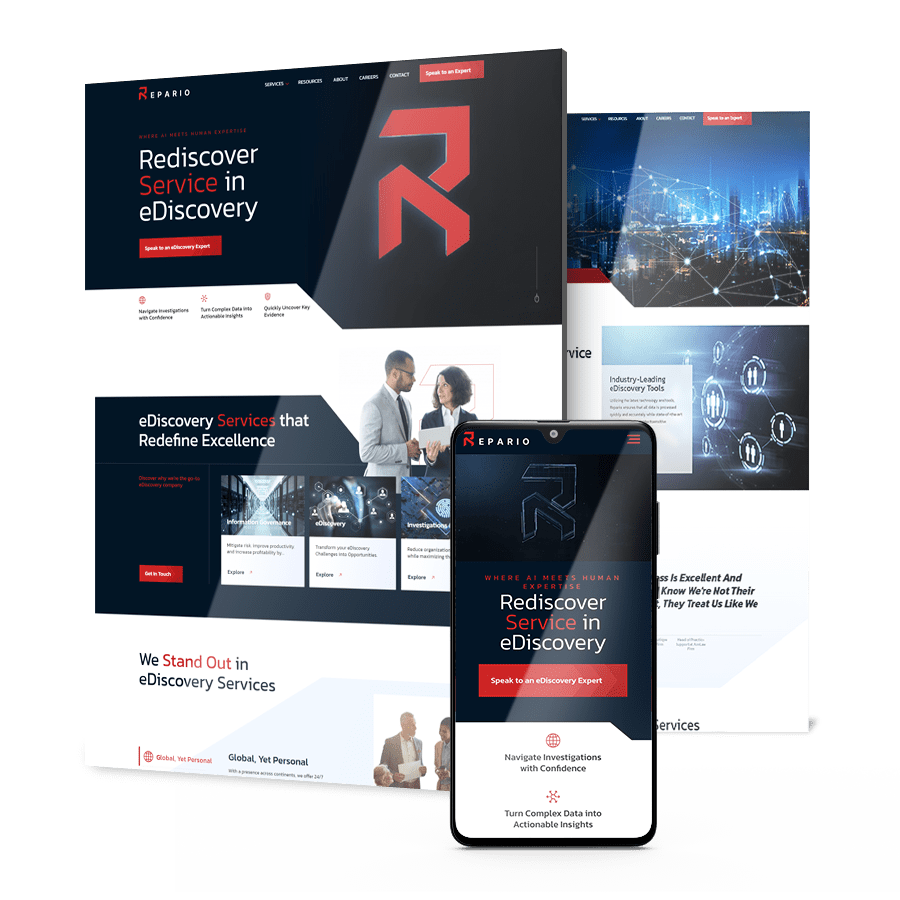 repario-data-collage Collage of Repario web design images across devices