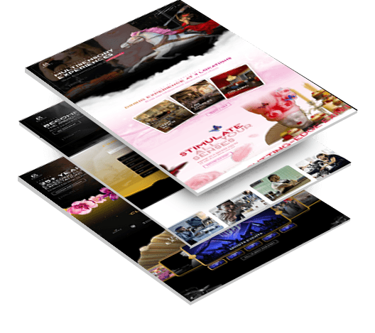 Three vertically stacked images of Barton G's website design