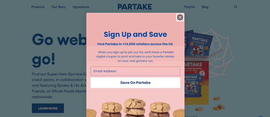 Partake Foods website screenshot