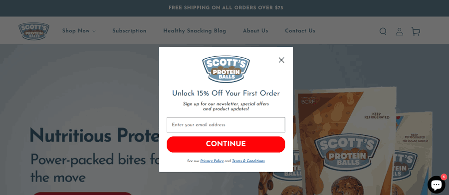 Scott’s Protein Balls website screenshot