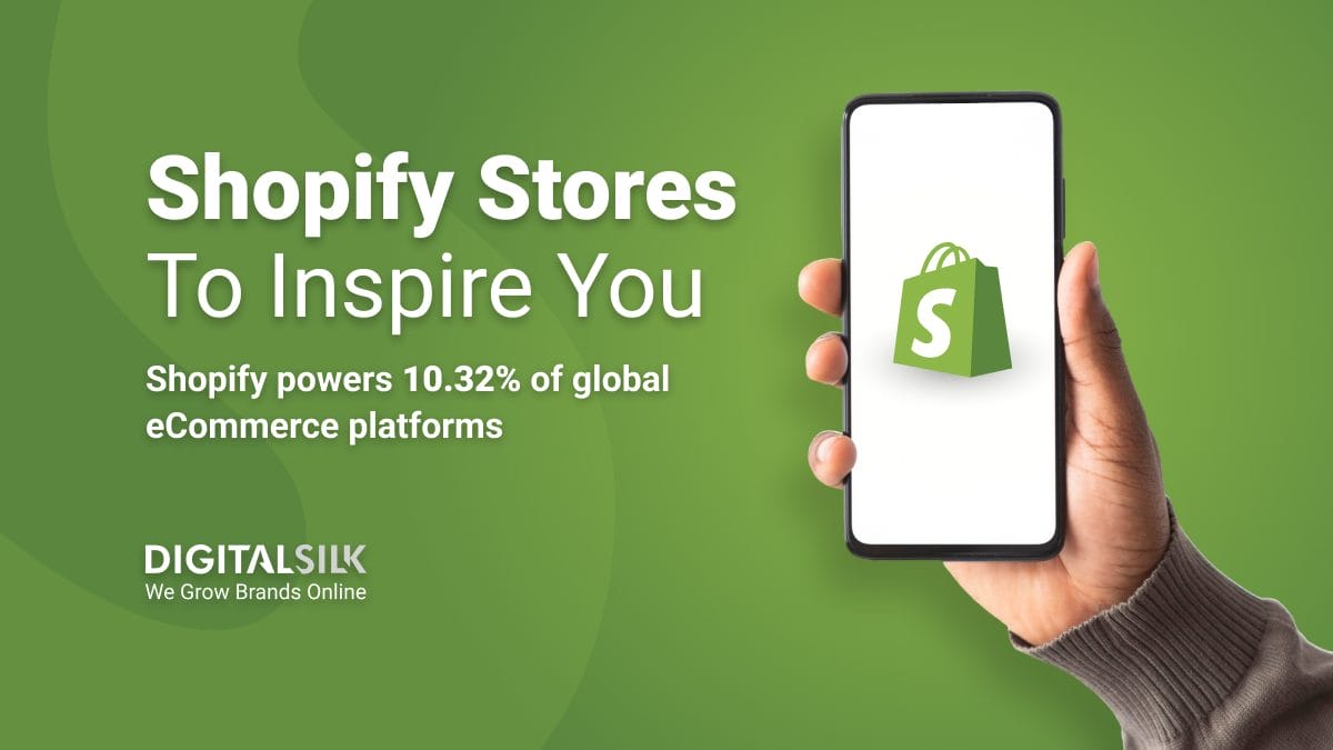 best-shopify-store-examples-hero-image a Shopify logo on a mobile phone