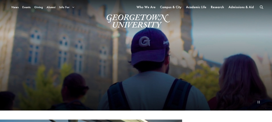 Georgetown University website screenshot