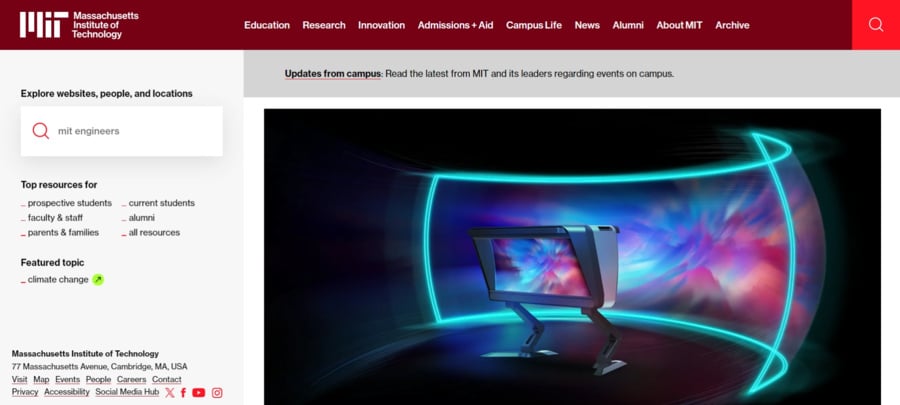 MIT website screenshot