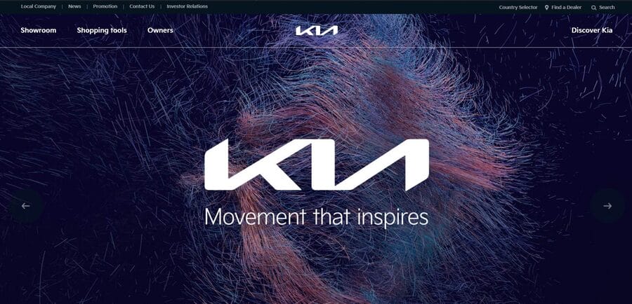 Kia website screenshot