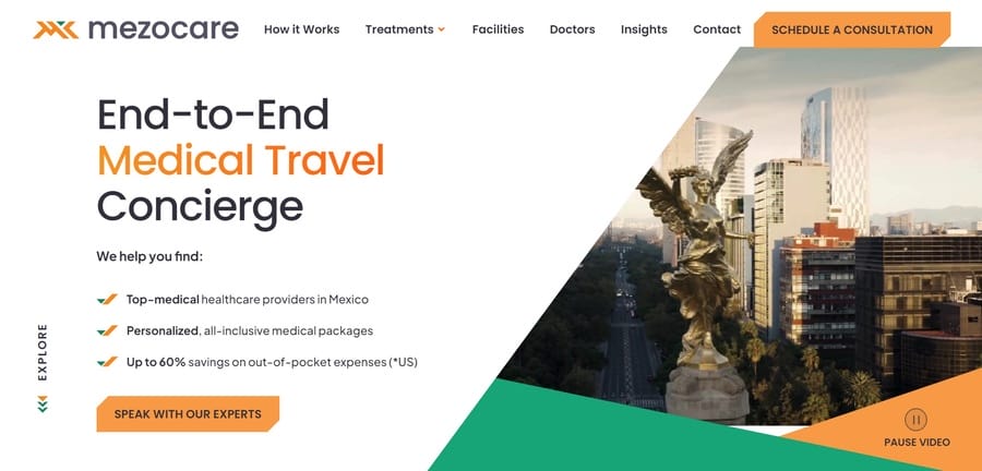 Mezocare website screenshot