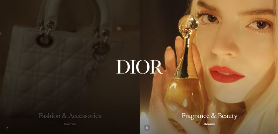 Dior website screenshot
