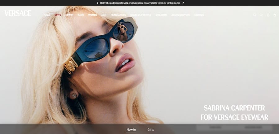 Versace website screenshot