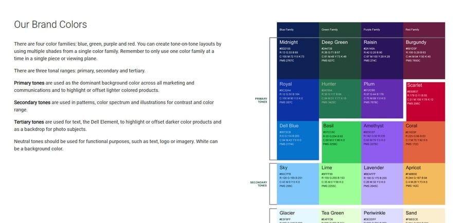 Dell website screenshot showing brand colors