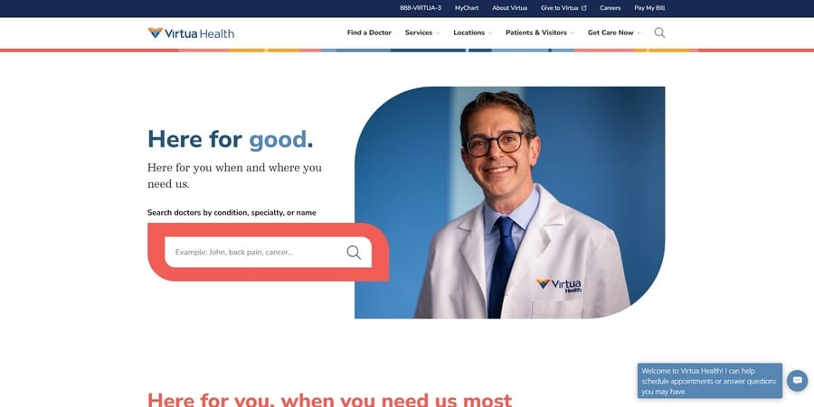 Virtua Health website screenshot
