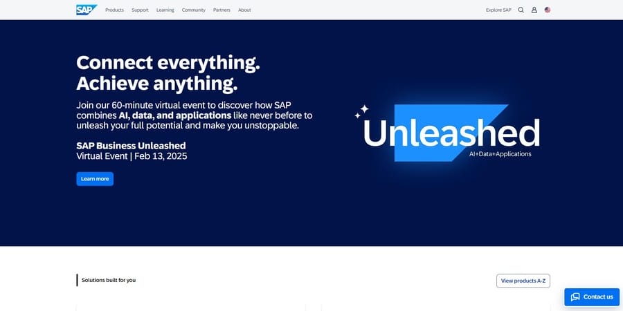 SAP Commerce Cloud website screenshot