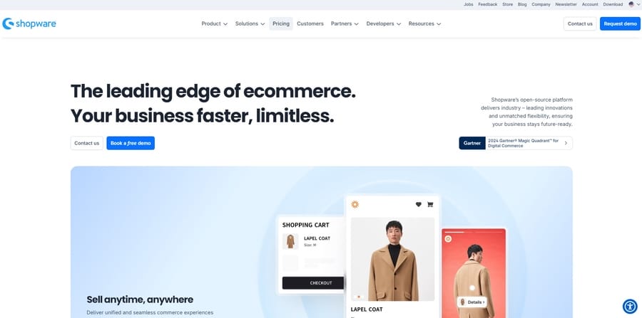 Shopware website screenshot