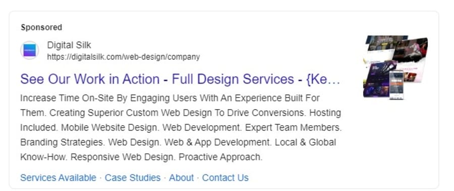 Image showing Digital Silk's Google Search Ads