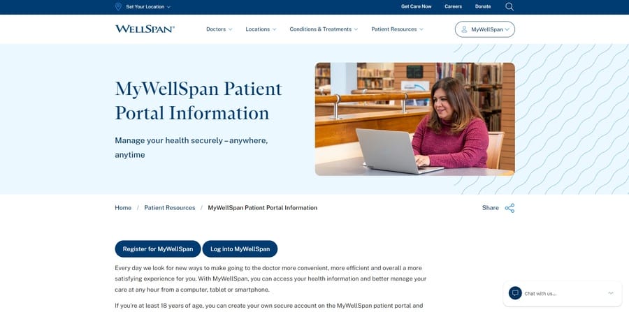 MyWellSpan website screenshot