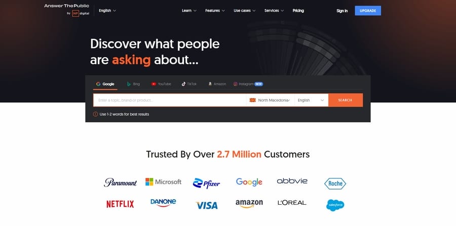 AnswerThePublic website screenshot