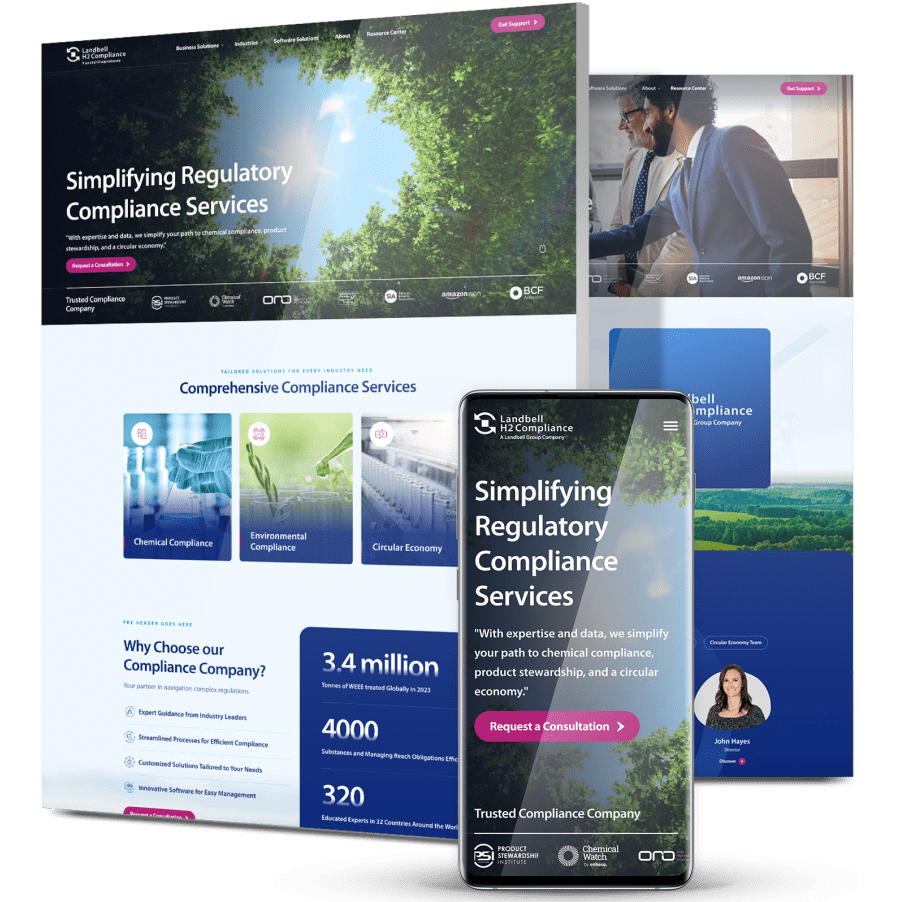 Image showing H2 Compliance's website design