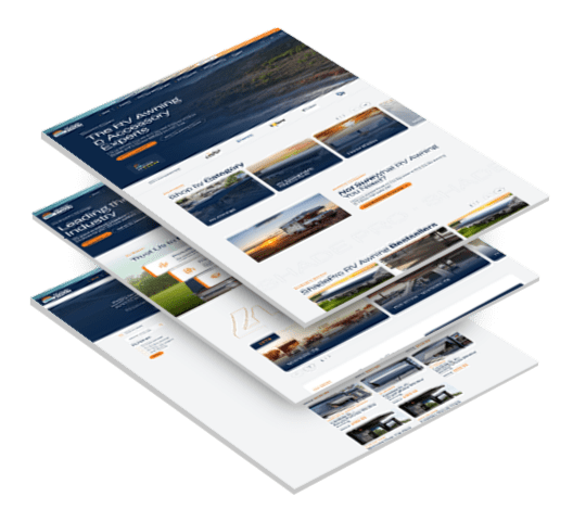 shadepro-stacked Three stacked images of ShadePro's website design