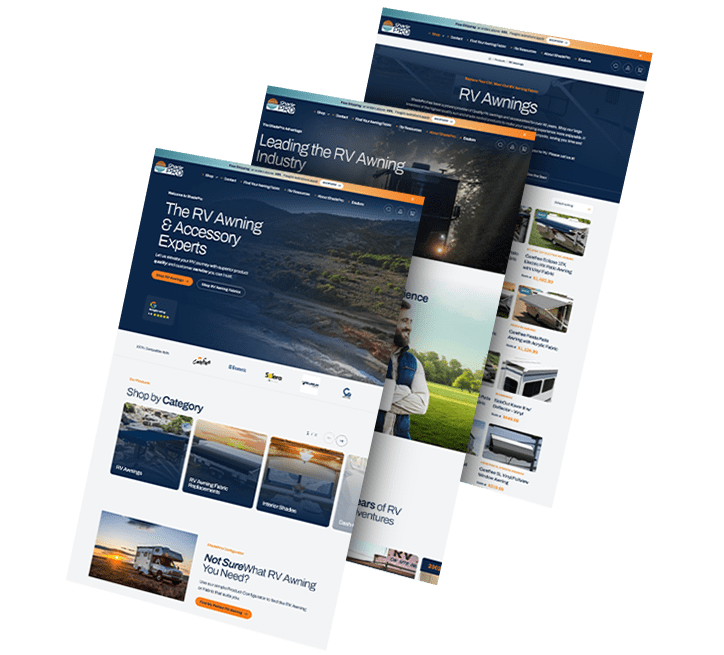 shadepro-three-pages-flip A collage of three images showing ShadePro's website pages