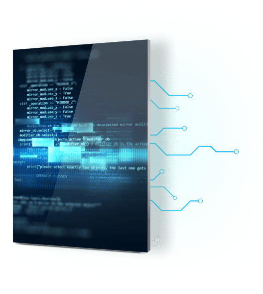 custom-software-development-services-featured-image Abstract illustration of a software panel with code on screen, surrounded by glowing blue circuitry