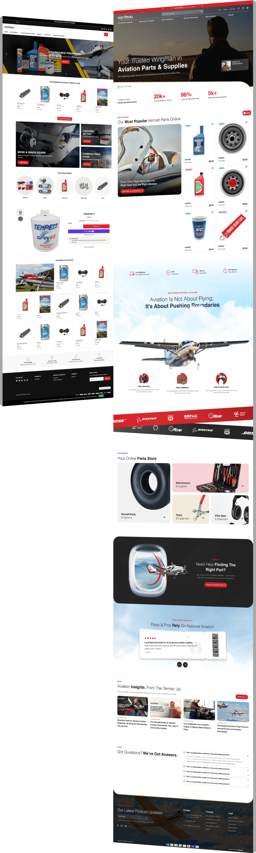 national-aviation-before_after Full-length before and after comparison of National Aviation's website showing the old layout alongside the newly redesigned version